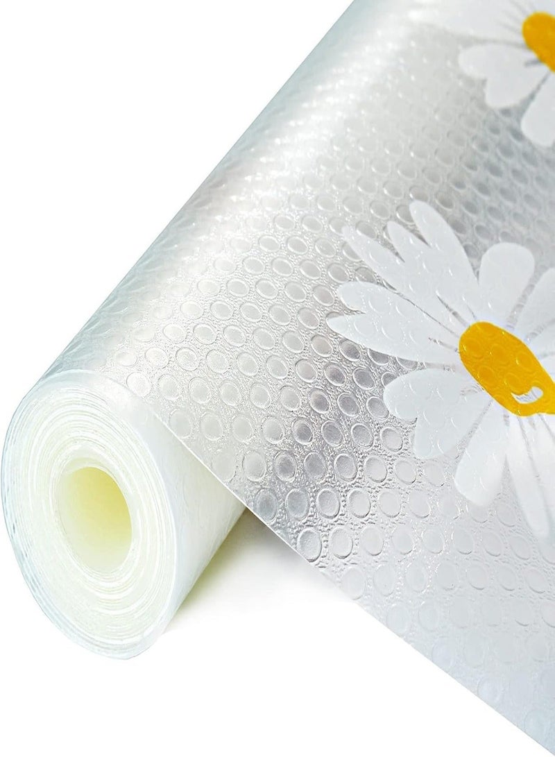 Shelf Liners for Kitchen Cabinet, Waterproof Drawer Liner for Bathroom, Reflective Mat, Non-Slip Sink Liner, Non Adhesive EVA Cabinet Mat - Clear Daisy - Image 1